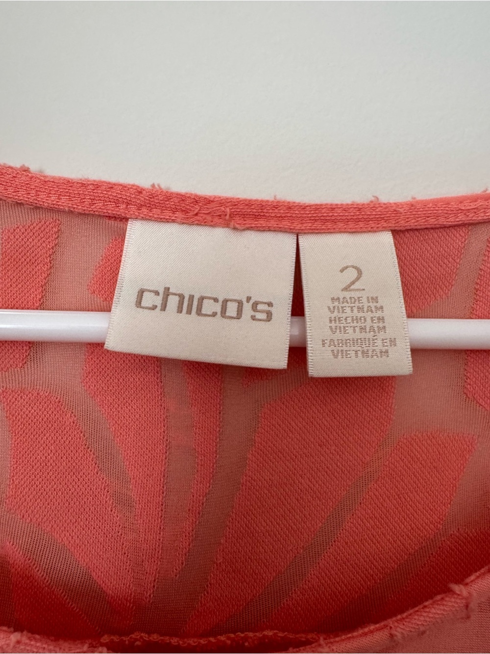 CHICOS Burnout Top Peach L - Picture 7 of 9